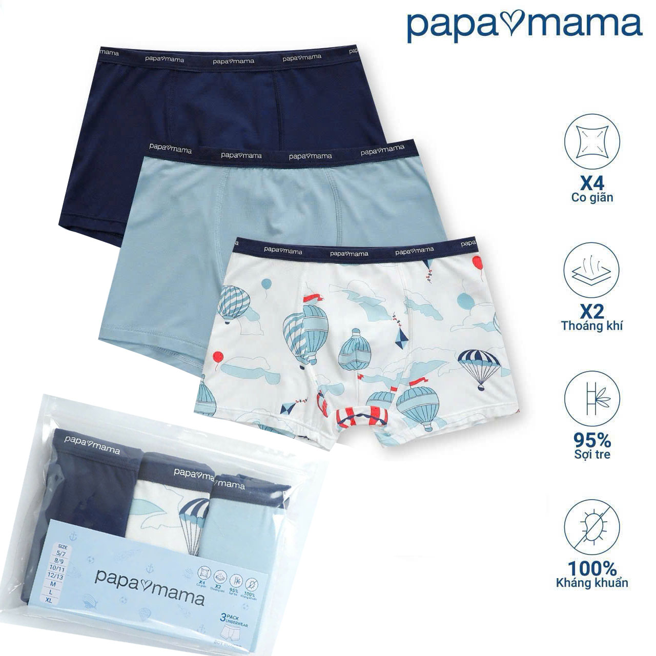 [🛒🇻🇳][40kg-55kg] Quần lót thun cotton lụa mềm mại, mịn mát cho bé và người lớn SET 3 QUẦN màu xanh-hình – Thời trang trẻ em Bé Sành Điệu , SKU – QN273-X – besanhdieu.com 🇻🇳🛒Top1Shop🛒 🇻🇳Top1Vietnam🇻🇳 🛍🛒🇻🇳