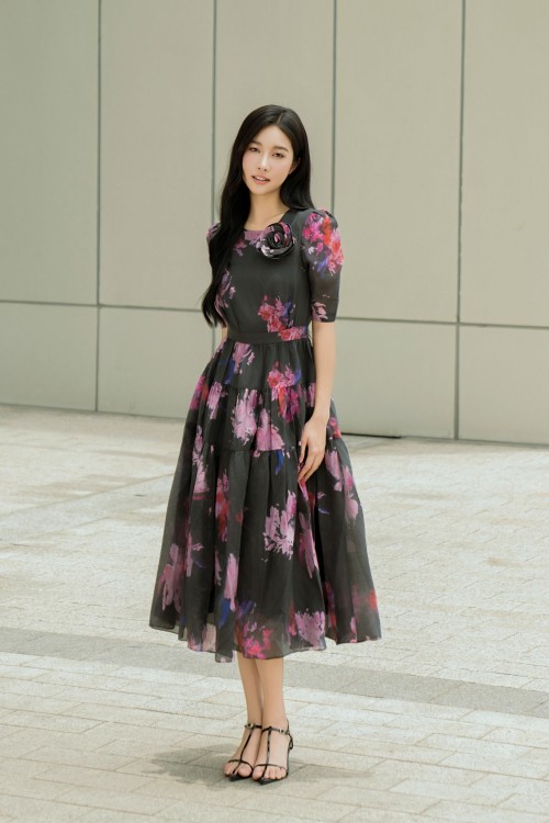 [🛒🇻🇳]Váy Đầm – Black & Pink Organza Flared Dress With Flower – , SKU – – sixdo.vn 🇻🇳🛒Top1Shop🛒 🇻🇳Top1Vietnam🇻🇳 🛍🛒🇻🇳