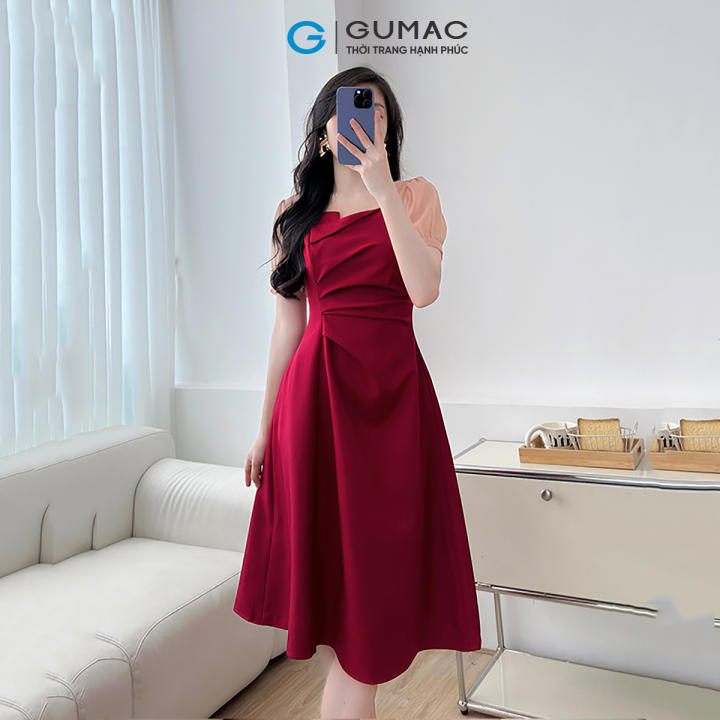 [🛒🇻🇳][25-29.7 |Voucher 10-12%] Đầm nữ dáng A thiết kế cổ vuông phối tơ xếp ly tay phồng màu đen – đỏ đô thời trang GUMAC LDE0701 – Gumac , SKU – 2688780526_VNAMZ-14054946778 – lazada.vn 🇻🇳🛒Top1Shop🛒 🇻🇳Top1Vietnam🇻🇳 🛍🛒🇻🇳
