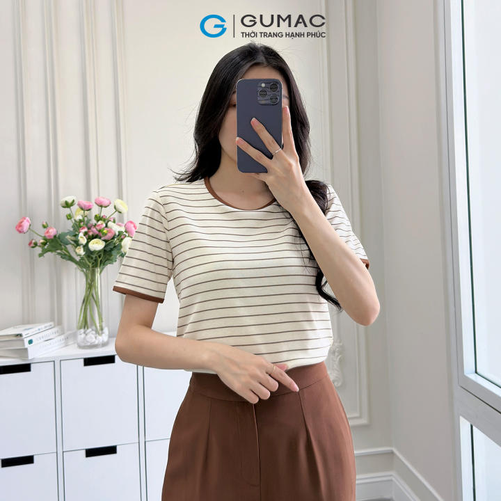 [🛒🇻🇳][25-29.7 |Voucher 10-12%] Áo thun nữ tay ngắn sọc phối viền trẻ trung thun co giãn màu đen – kem- hồng – xanh rêu thời trang GUMAC LATF0127 – Gumac , SKU – 3001935130_VNAMZ-14465752203 – lazada.vn 🇻🇳🛒Top1Shop🛒 🇻🇳Top1Vietnam🇻🇳 🛍🛒🇻🇳
