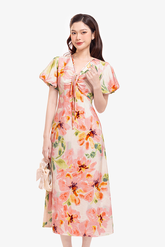 [🛒🇻🇳]Đầm hoa dáng chữ A cổ V phối nơ – K&K Fashion , SKU – KK177-15 – kkfashion.vn 🇻🇳🛒Top1Shop🛒 🇻🇳Top1Vietnam🇻🇳 🛍🛒🇻🇳