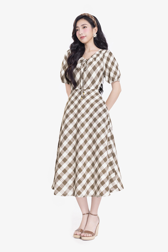 [🛒🇻🇳]Đầm xòe họa tiết caro tay bồng cổ tim – K&K Fashion , SKU – KK178-08 – kkfashion.vn 🇻🇳🛒Top1Shop🛒 🇻🇳Top1Vietnam🇻🇳 🛍🛒🇻🇳