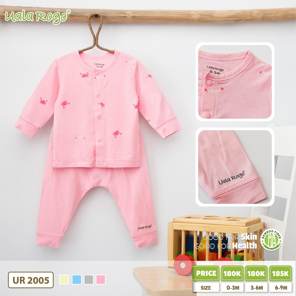 [🛒🇻🇳]UR2005.1 – Bộ sơ sinh dài tay cúc giữa vải sợi tre Uala Rogo – Hồng – Uala Rogo , SKU – 4163 – moby.com.vn 🇻🇳🛒Top1Shop🛒 🇻🇳Top1Vietnam🇻🇳 🛍🛒🇻🇳