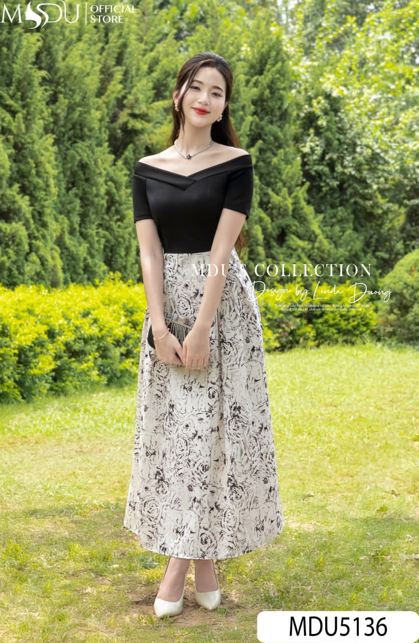 [🛒🇻🇳]Váy Thiết Kế MDU5136 Trễ Vai Dáng A-Line Hoa Vẽ Tay – , SKU – – mdufashion.com 🇻🇳🛒Top1Shop🛒 🇻🇳Top1Vietnam🇻🇳 🛍🛒🇻🇳