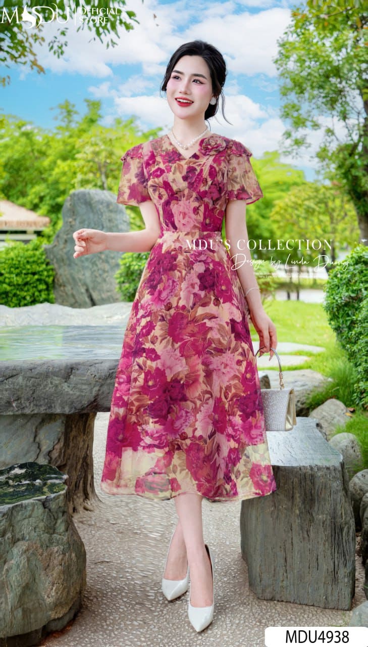 [🛒🇻🇳]Váy Thiết Kế MDU4938 Tơ Xước Hồng Phấn Hoa 3D Duyên Dáng – , SKU – – mdufashion.com 🇻🇳🛒Top1Shop🛒 🇻🇳Top1Vietnam🇻🇳 🛍🛒🇻🇳