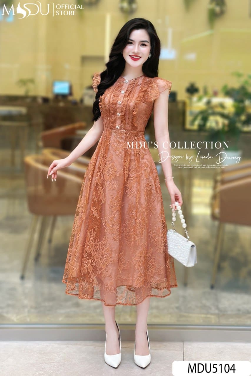 [🛒🇻🇳]Váy Thiết Kế MDU5104 Ren Hoa Cao Cấp Nâu Cam Đất Duyên Dáng – , SKU – – mdufashion.com 🇻🇳🛒Top1Shop🛒 🇻🇳Top1Vietnam🇻🇳 🛍🛒🇻🇳