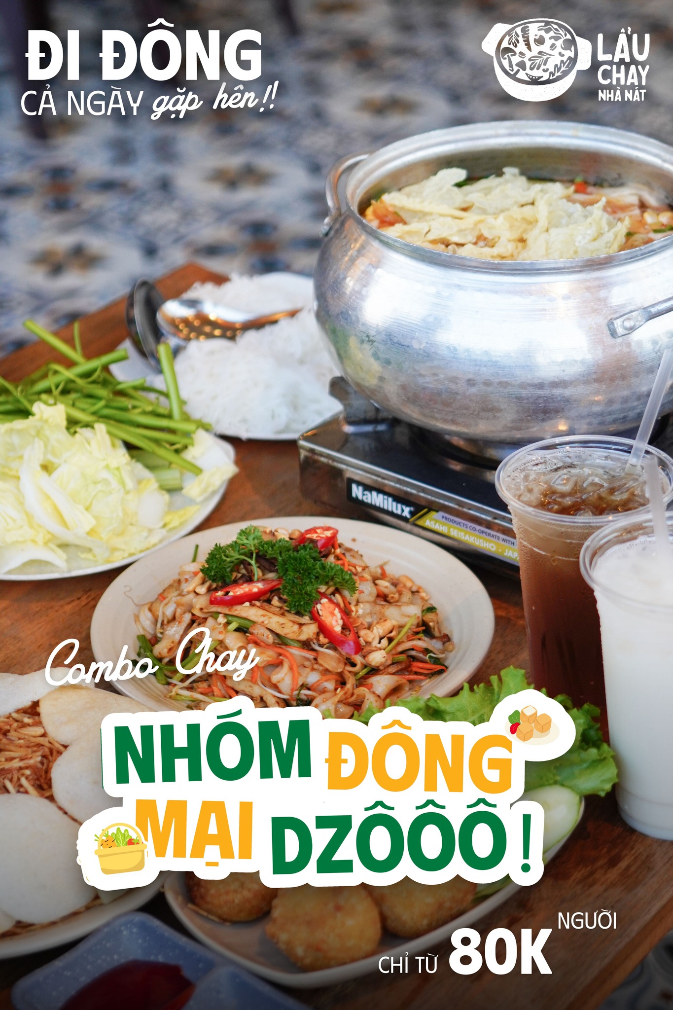 [🆕🇻🇳] Lẩu Chay Đồng Giá – 293 Quang Trung Gò Vấp 🍔 Top1Food  🍜 Chỉ từ 80K/người, một phần lẩu lớn và thêm 4-5 món nữa – MẠI DZÔÔÔ
 Áp dụng cho team từ 4-8 người HẸN BÀN TRƯỚC QUA FANPAGE
 Các set combo ra mắt từ tháng  , shares-0✔️ , likes-4❤️️ , date-2025-03-20 21:00:23🇻🇳🇻🇳🇻🇳📰🆕