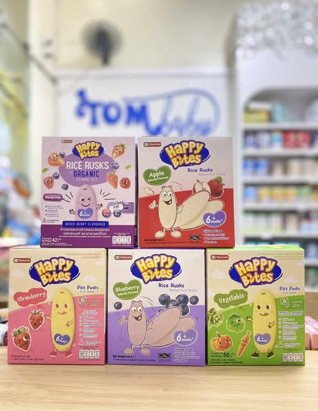 [🆕🇻🇳] Shop TOM BABY  Chuyên Bỉm,Thời trang cho bé,các loại Bánh kẹo, Kem, Thực phâm dinh dưỡng 🧑‍🧒❤️️👶⭐️ Bánh Happy bites về rồi ba mẹ nhé
𝐁𝐀́𝐍𝐇 𝐆𝐀̣𝐎 𝐇𝐀𝐏𝐏𝐘 𝐁𝐈𝐓𝐄𝐒
Bánh gạo ăn dặm Happy Bites mềm và tự tan khi cho vào miêng, giúp bé tập phản xạ nhai. Đồng th , shares-1✔️ , likes-0❤️️ , date-2025-07-14 15:27:29🇻🇳🇻🇳🇻🇳📰🆕