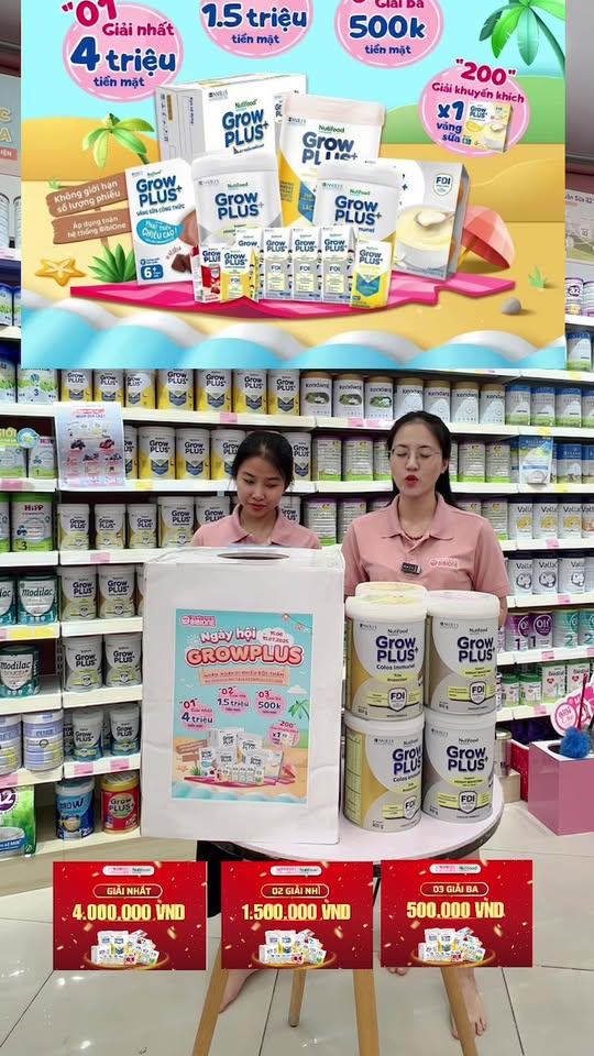 [🆕🇻🇳] Siêu thị Mẹ và Bé BiBi- Mart Bà Rịa 🧑‍🧒❤️️👶⭐️  CHÍNH THỨC LIVESTREAM BỐC THĂM NGÀY HỘI GROWPLUS+Ba mẹ ơi, đã đến lúc tìm ra những chủ nhân may mắn của:
Giải Nhất: 4 TRIỆU tiền mặt
Giải Nhì: 1.5 TR , shares-0✔️ , likes-17❤️️ , date-2025-07-19 19:32:47🇻🇳🇻🇳🇻🇳📰🆕
