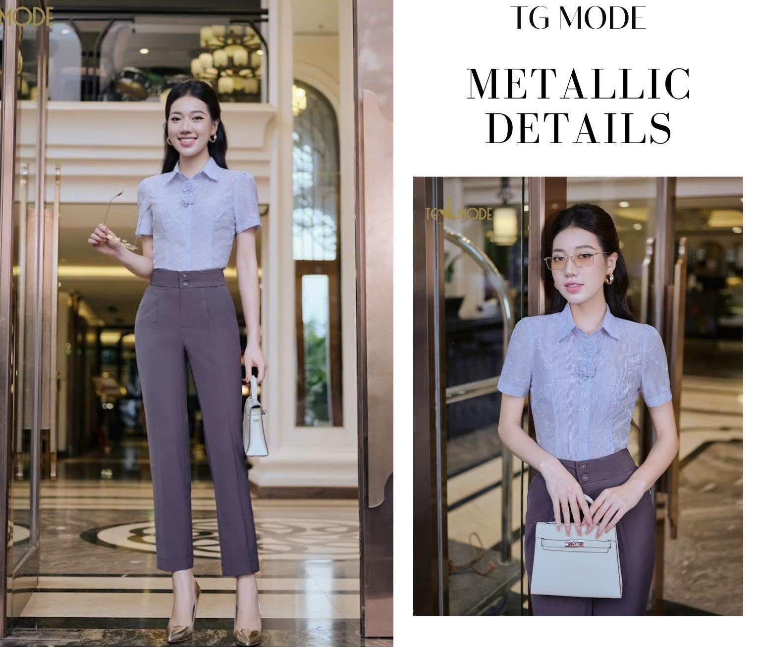 [🆕🇻🇳] TG Mode – Chuyên đồ thiết kế thời trang nữ 👕 Top1Fashion 👗   𝕋𝔾 𝕄𝕆𝔻𝔼 | 𝕄𝕖𝕥𝕒𝕝𝕝𝕚𝕔 𝔻𝕖𝕥𝕒𝕚𝕝𝕤
Sự thanh lịch nằm ở những chi tiết nhỏ nhất.
Áo sơ mi xanh pastel điểm hoa ren nổi tinh tế, kết hợp quần tây cạp cao màu tím th , shares-0✔️ , likes-2❤️️ , date-2025-09-05 15:00:07🇻🇳🇻🇳🇻🇳📰🆕