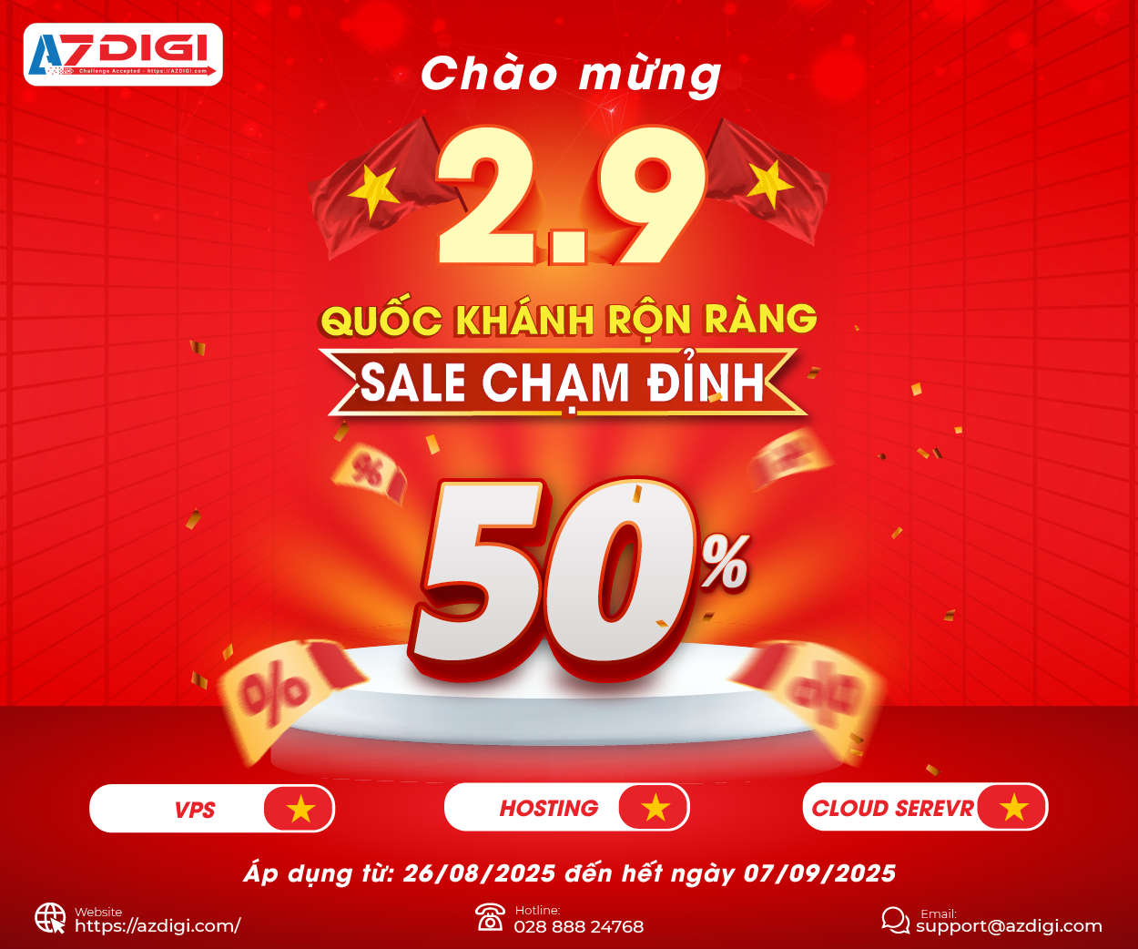 [💫🇻🇳] Khuyến mãi Hosting/VPS Quốc khánh 2025 đến 50%, tặng thêm đến 12 tháng khi gia hạn