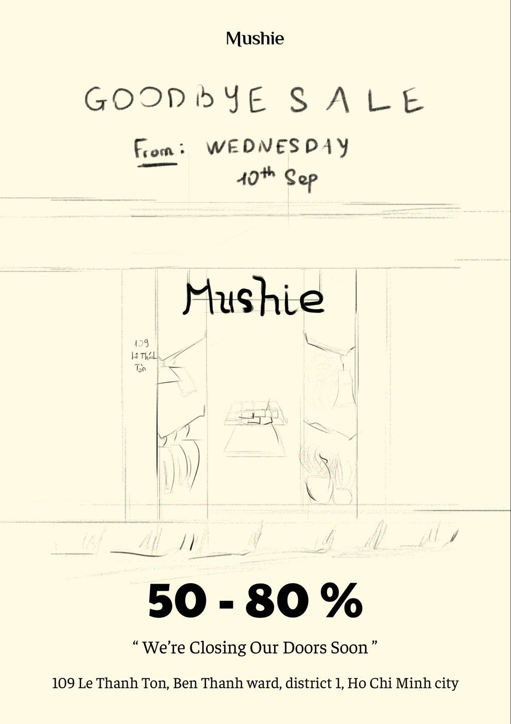 [🆕🇻🇳] Mushie Studio 👕 Top1Fashion 👗   𝐌𝐮𝐬𝐡𝐢𝐞 𝐒𝐭𝐮𝐝𝐢𝐨  𝐆𝐨𝐨𝐝 𝐁𝐲𝐞 𝐒𝐚𝐥𝐞 ~ 𝐎𝐅𝐅 𝟓𝟎% – 𝟖𝟎%Chào mọi người, Mushie sẽ chính thức đóng cửa cửa hàng Lê Thánh Tôn vào tháng 9/2025
Trong suốt hành trình  , shares-17✔️ , likes-41❤️️ , date-2025-09-12 15:34:23🇻🇳🇻🇳🇻🇳📰🆕