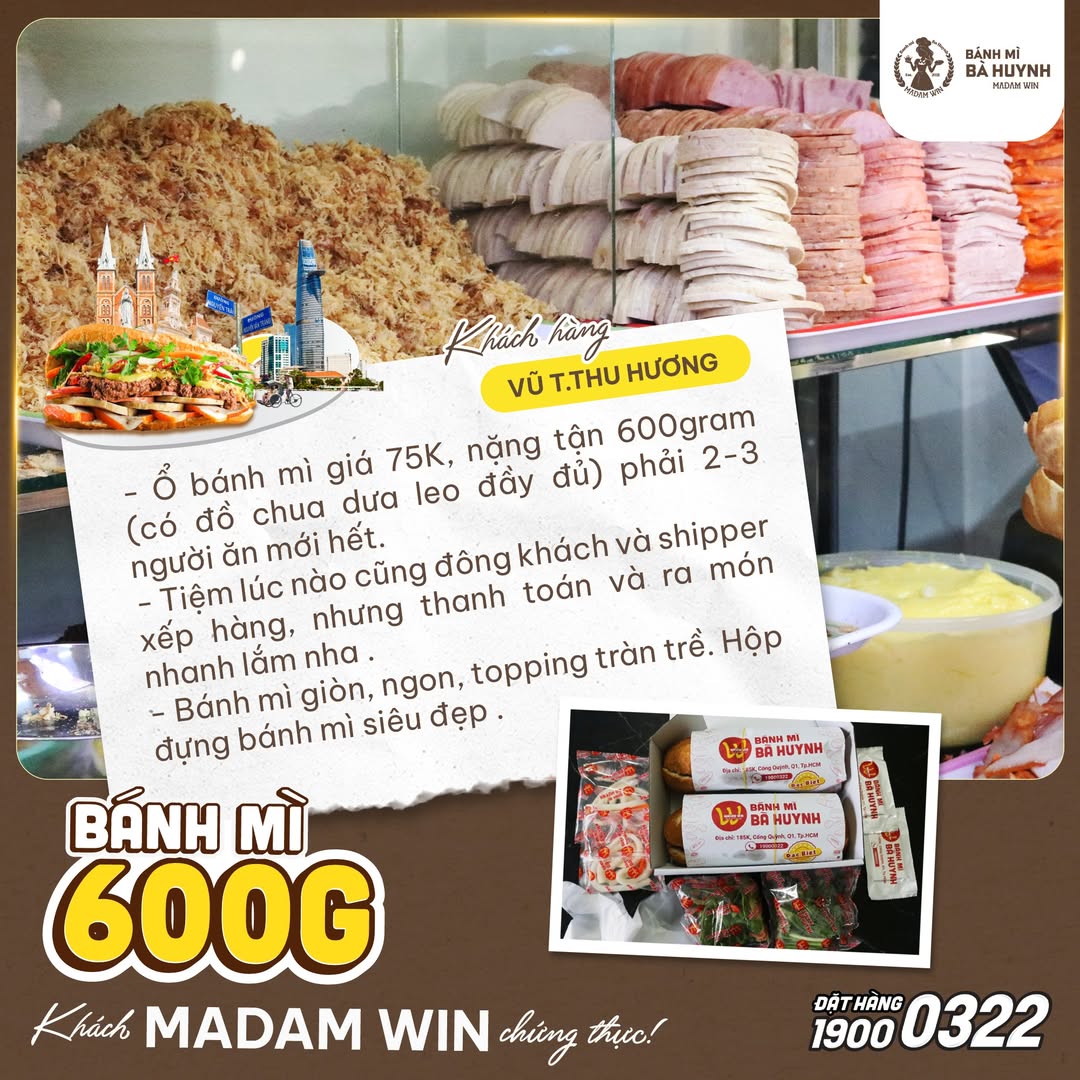 [🆕🇻🇳] Bánh Mì Bà Huynh – Madam Win  (Trang quảng cáo) 🍔 Top1Food  🍜 “Ổ bánh mì giá 75K, nặng tận 600gram, phải 2-3 người ăn mới hết. Bánh mì giòn, ngon, topping tràn trề. Hộp đựng siêu đẹp!” – Feedback từ khách hàng thực tế , shares-0✔️ , likes-21❤️️ , date-2025-09-21 00:38:36🇻🇳🇻🇳🇻🇳📰🆕