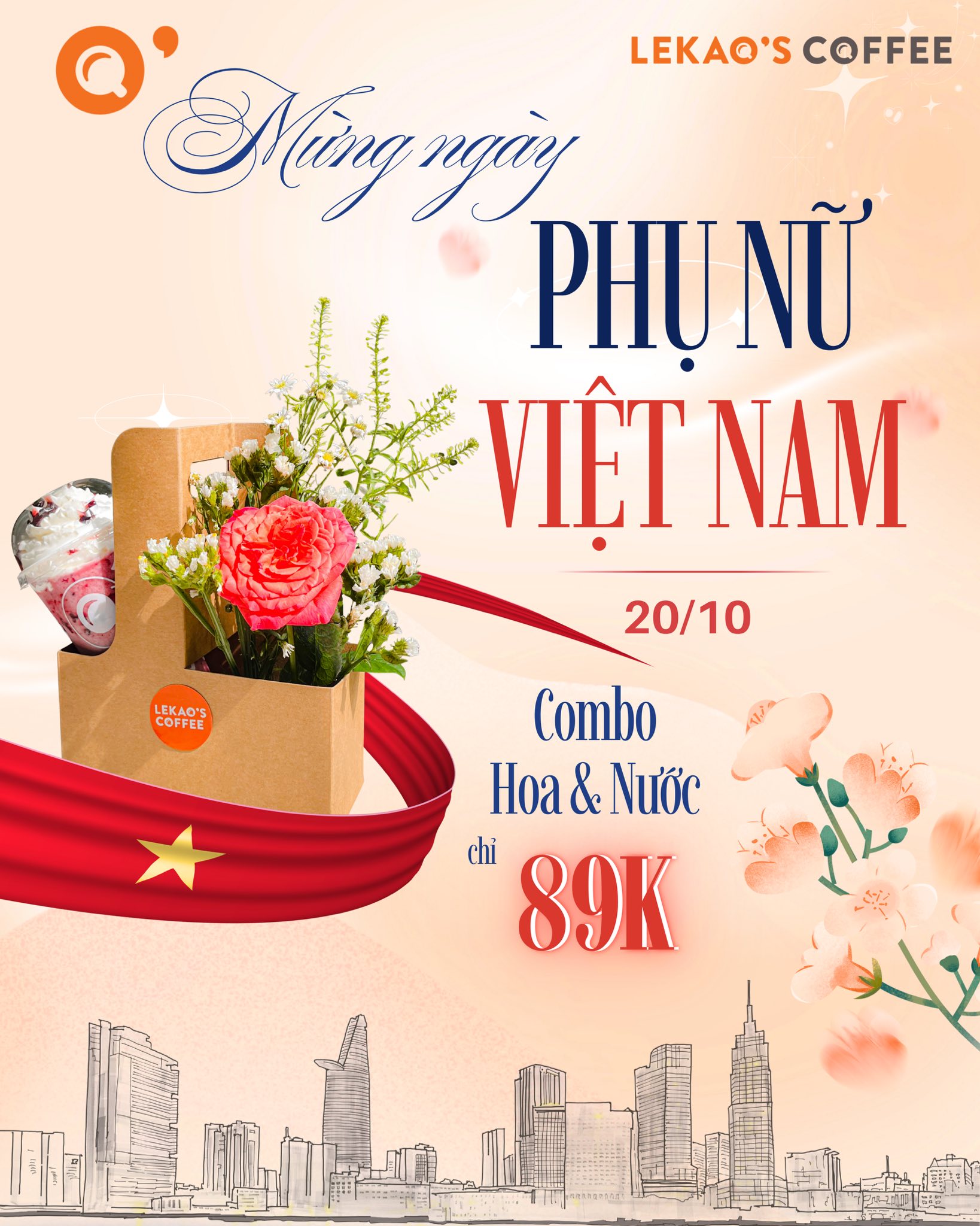 [☕️🇻🇳] LeKao’s Coffee 🥤 Top1Coffee ☕️ Mừng Ngày Phụ Nữ Việt Nam 20/10 – Combo Hoa & Nước Chỉ 89K!Ngày Phụ Nữ Việt Nam 20/10 đang đến gần, bạn đã chuẩn bị món quà n , shares-14✔️ , likes-43❤️️ , date-2025-10-18 15:22:16🇻🇳🇻🇳🇻🇳📰🆕