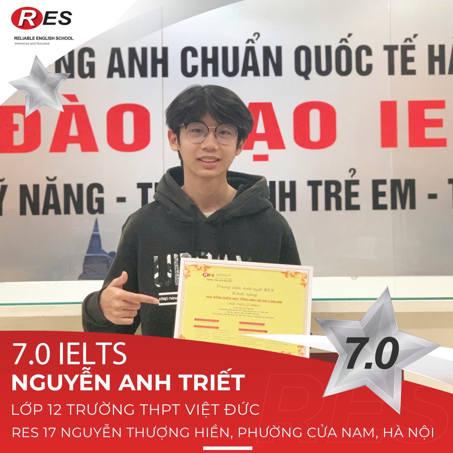 [🆕🇻🇳] Trung tâm Anh Ngữ RES Việt Nam  📚 Top1Learn 📕  Đạt 7.0 IELTS nhờ học đúng lộ trình tại RES Nguyễn Thượng Hiền
RES chúc mừng Nguyễn Anh Triết – học sinh lớp 12A4, Trường THPT Việt Đức – đã đạt 7.0 IELTS , shares-0✔️ , likes-2❤️️ , date-2025-11-01 23:48:07🇻🇳🇻🇳🇻🇳📰🆕