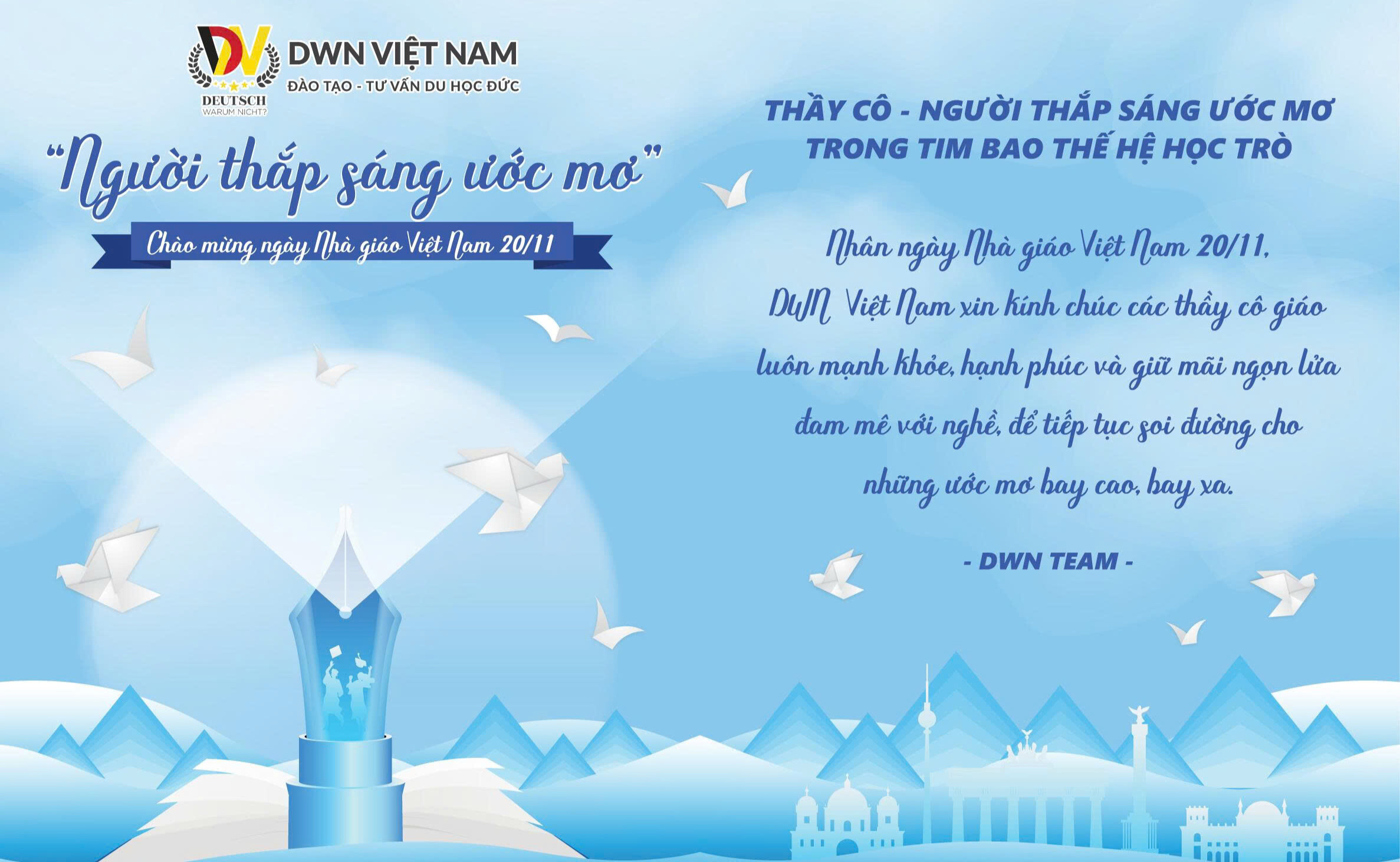DWN Việt Nam Chúc Mừng Ngày Nhà Giáo Việt Nam 20/11 – Tri Ân Những Người Thắp Sáng Ước Mơ Du Học Đức – DWN VIỆT NAM  [👨‍🎓🇻🇳] dwn.com.vn