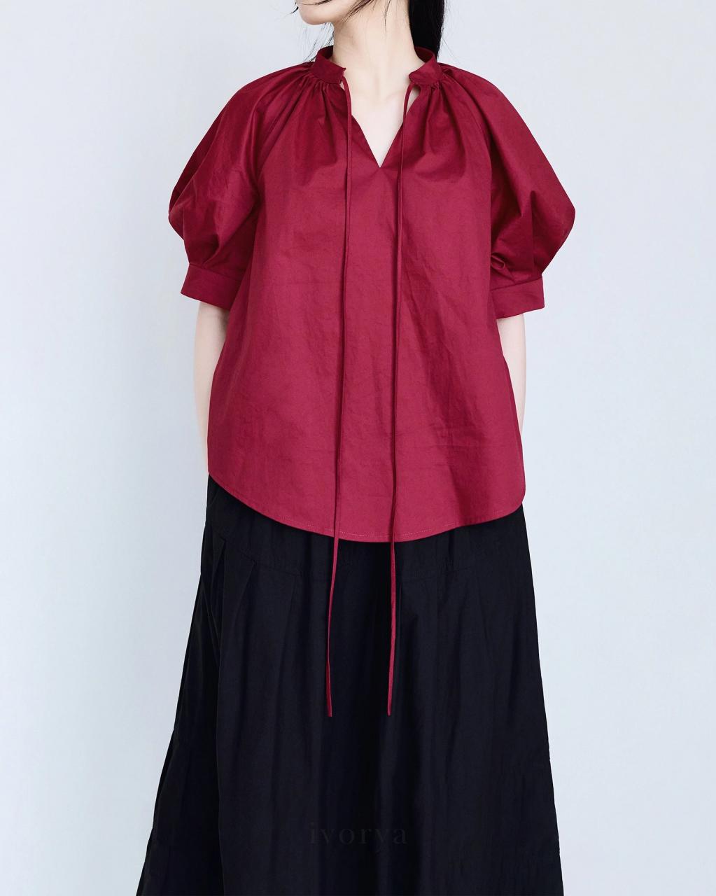 [🛒🇻🇳]Áo kiểu nữ màu đỏ cổ xẻ V và tay ngắn – SH9777 – ivorya , SKU – SH9777M – ivorya.vn 🇻🇳🛒Top1Shop🛒 🇻🇳Top1Vietnam🇻🇳 🛍🛒🇻🇳