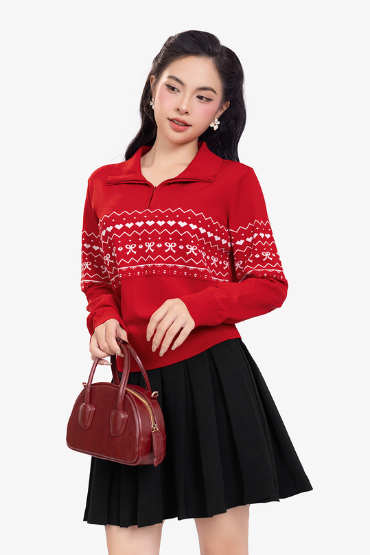 [🛒🇻🇳]Áo len đỏ tay dài phối họa tiết trắng – K&K Fashion , SKU – ASM30-13 – kkfashion.vn 🇻🇳🛒Top1Shop🛒 🇻🇳Top1Vietnam🇻🇳 🛍🛒🇻🇳
