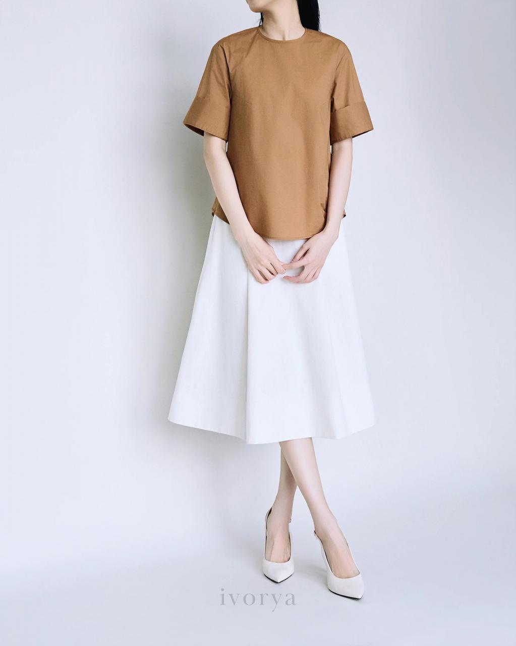 [🛒🇻🇳]Áo cổ tròn màu nâu, tay áo ngắn lai to bản – SH9781 – ivorya , SKU – SH9781S – ivorya.vn 🇻🇳🛒Top1Shop🛒 🇻🇳Top1Vietnam🇻🇳 🛍🛒🇻🇳