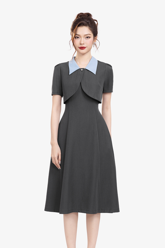 [🛒🇻🇳]Đầm xòe phối giả áo khoác cổ sơ mi xanh – K&K Fashion , SKU – KK179-11 – kkfashion.vn 🇻🇳🛒Top1Shop🛒 🇻🇳Top1Vietnam🇻🇳 🛍🛒🇻🇳