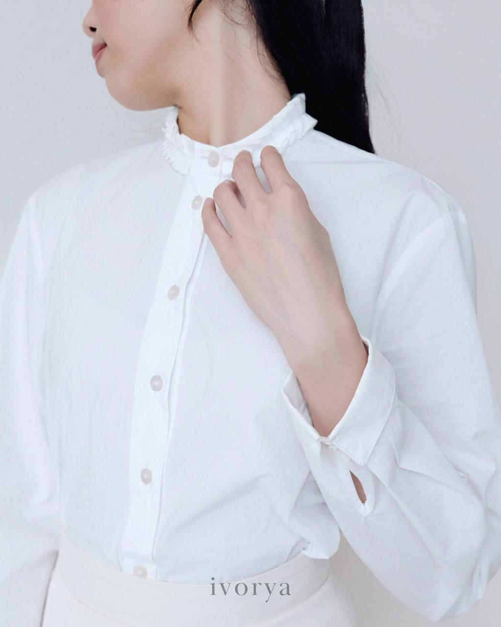 [🛒🇻🇳]Áo sơ mi trắng tay dài cổ áo viền bèo xếp ly – SH9780 – ivorya , SKU – SH9780S – ivorya.vn 🇻🇳🛒Top1Shop🛒 🇻🇳Top1Vietnam🇻🇳 🛍🛒🇻🇳