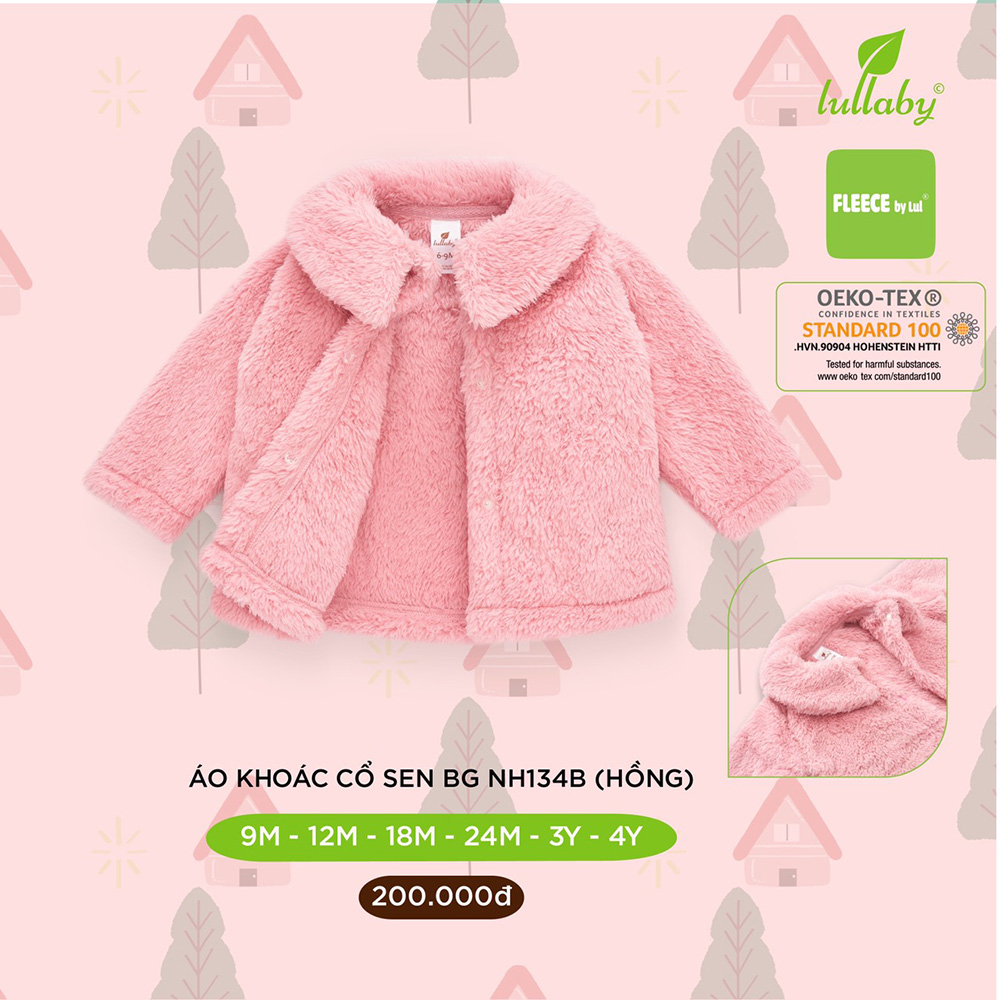 [🛒🇻🇳]NH134B.2 – Áo khoác lông cho bé gái cổ sen Lullaby màu hồng – Lullaby , SKU – 4455 – moby.com.vn 🇻🇳🛒Top1Shop🛒 🇻🇳Top1Vietnam🇻🇳 🛍🛒🇻🇳