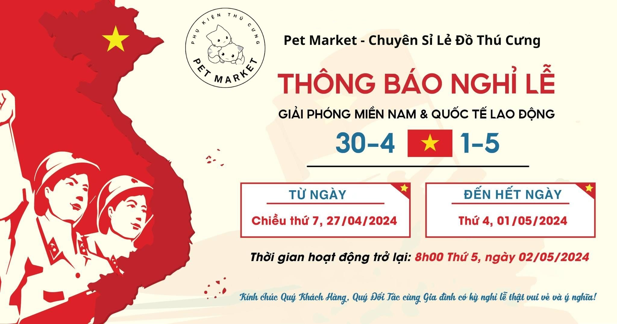 [🆕🇻🇳] Cát vệ sinh và Thức ăn chó mèo Hạ Long 🐶🦜 Top1Pets 🐱🐠 Pet Shop trân trọng thông báo tới Quý Khách hàng, Đối tác lịch nghỉ Lễ Ngày Giải phóng Miền Nam và Quốc tế Lao động năm 2024 như sau:
Ngày nghỉ: Từ chiều t , shares-0✔️ , likes-0❤️️ , date-2024-04-28 08:03:37🐶🐱🇻🇳🇻🇳🇻🇳📰🆕