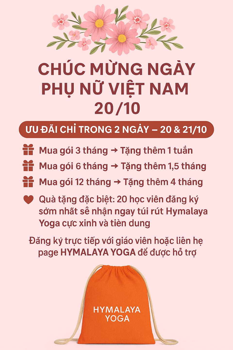 [🆕🇻🇳] HYMALAYA YOGA – “Đến là Thích” – Tập là Mê 🧘 Top1Yoga 🤸🏻‍♀️  CHÚC MỪNG NGÀY PHỤ NỮ VIỆT NAM 20/10 

 Hymalaya Yoga xin gửi lời chúc yêu thương nhất đến toàn thể các cô giáo và chị em học viên – những bông hoa luôn t , shares-1✔️ , likes-7❤️️ , date-2025-10-20 03:48:18🇻🇳🇻🇳🇻🇳📰🆕