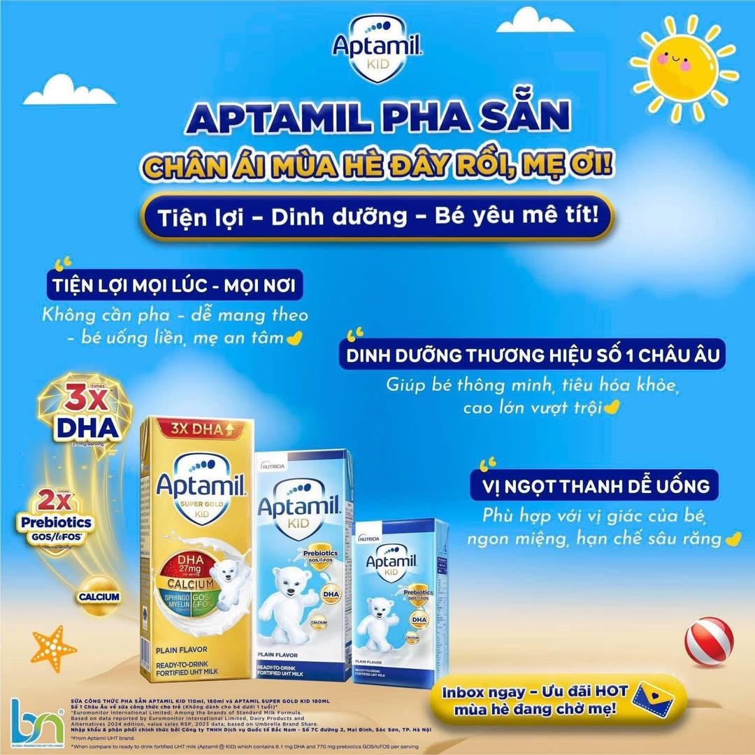 [🆕🇻🇳] Hạt Gạo Nhỏ  – Chuyên các sản phẩm dành cho Mẹ và Bé 🧑‍🧒❤️️👶⭐️ Aptamil pha sẵn nha ba mẹ ơiiii
Aptamil Kid 110ml
Aptamil Kid 180ml
Aptamil super gold kid 180mlMời cả nhà lên đơn ạ
, shares-0✔️ , likes-0❤️️ , date-2025-12-10 14:59:56🇻🇳🇻🇳🇻🇳📰🆕