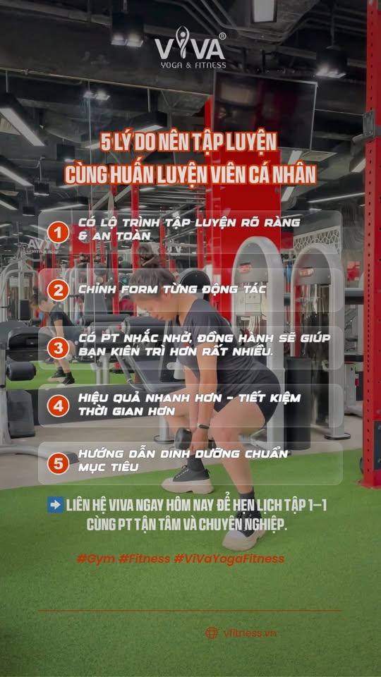 [???] ViVa Yoga & Fitness  ? Top1Yoga ??‍♀️  Bạn có thể tập một mình, nhưng tập với PT sẽ đưa bạn đến mục tiêu nhanh – hiệu quả và an toàn hơn rất nhiều.
 Liên hệ ViVa ngay hôm nay để hẹn lịch tập 1– , shares-0✔️ , likes-48❤️️ , date-2025-12-19 02:01:17????????