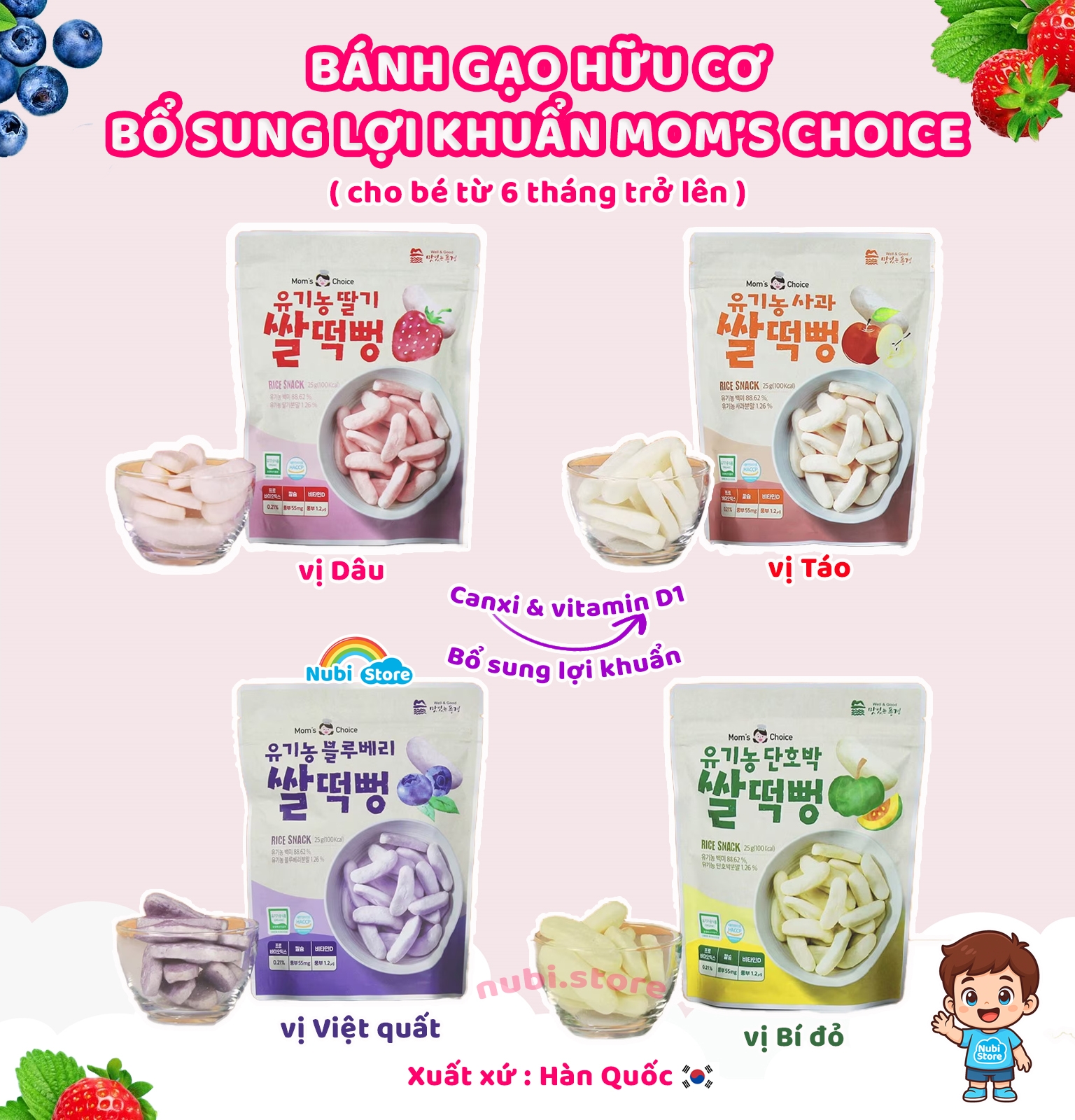 [🆕🇻🇳] Nubi Store – chuyên phân phối thực phẩm ăn dặm, đồ dùng em bé & các sản phẩm nhập khẩu cho gia đình 🧑‍🧒❤️️👶⭐️  Bánh gạo Hữu cơ bổ sung lợi khuẩn Mom’s Choice
Dành cho bé từ 6 tháng trở lên
Bánh được rất nhiều Mom lựa chọn cho bé bởi hương vị thơm ngon tự nh , shares-1✔️ , likes-4❤️️ , date-2025-12-10 20:53:56🇻🇳🇻🇳🇻🇳📰🆕