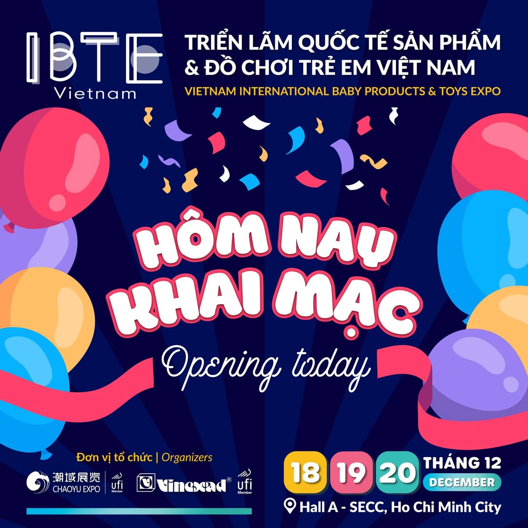 [🧸️🇻🇳]Vietnam Baby Products & Toys Expo 🎈Top1Toys🧸️   IBTE 2025 – CHÍNH THỨC KHAI MẠC HÔM NAY!

Triển lãm Quốc tế Sản phẩm & Đồ chơi Trẻ em Việt Nam đã chính thức mở cửa đón khách tại SECC – TP. HCM từ sáng n , shares-0✔️ , likes-0❤️️ , date-2025-12-18 17:00:10🇻🇳🇻🇳🇻🇳📰🆕