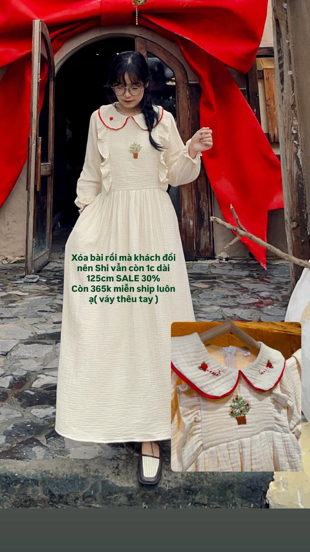 [🆕🇻🇳] Shi Vintage – Thiết kế & Thời trang 👕 Top1Fashion 👗  Shi đã xóa bài rồi nhưng khách đổi nên hiện vẫn còn 1 chiếc váy thêu tay dáng dài 125cm.
SALE 30% chỉ còn 365k, miễn ship luôn ạ 
Chị em nào vừa chốt giúp  , shares-0✔️ , likes-4❤️️ , date-2025-12-16 04:27:55🇻🇳🇻🇳🇻🇳📰🆕