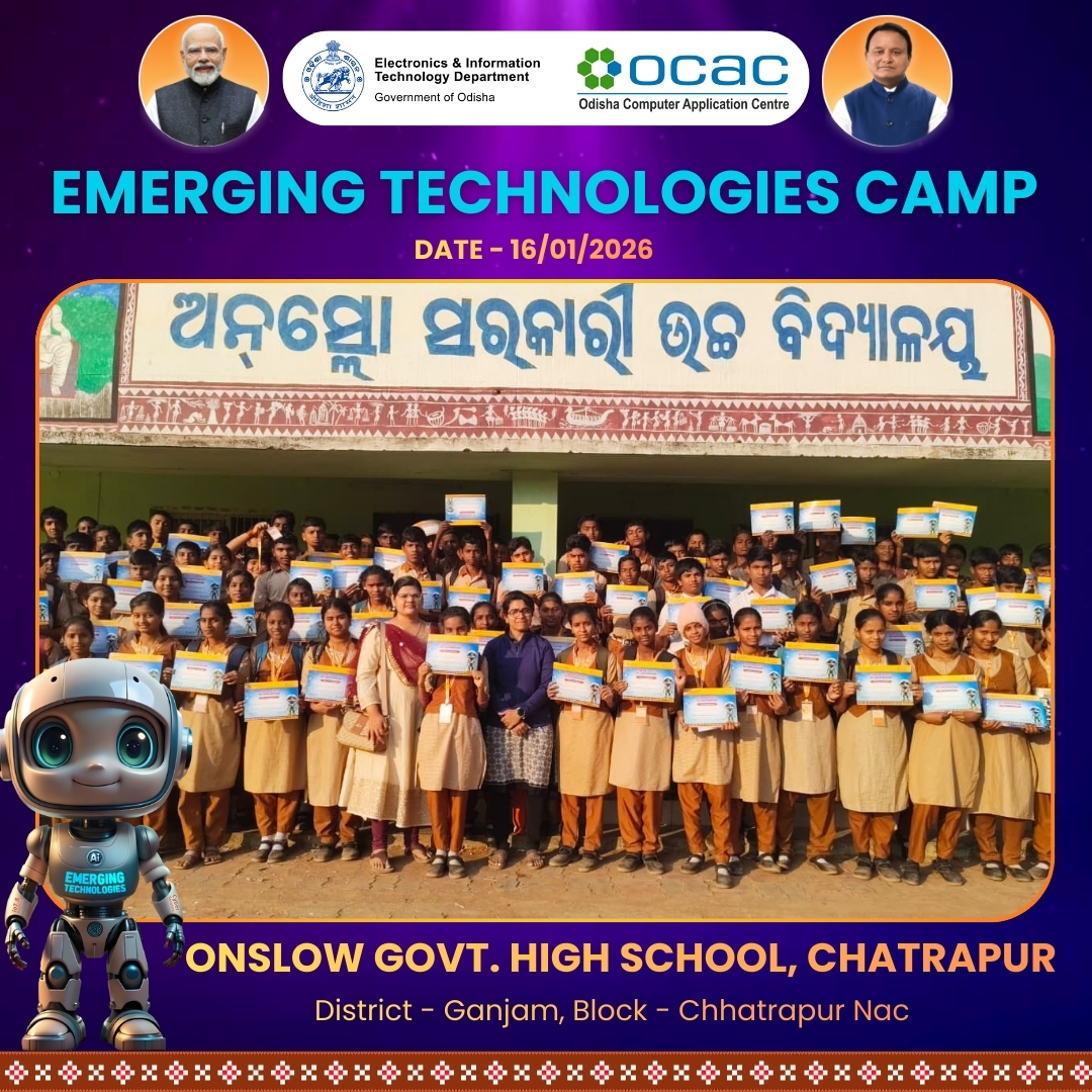 The Emerging Technologies Camp was successfully conducted at Onslow Govt. High School, Chatrapur, e 🤖 Top1Robot 🛠️