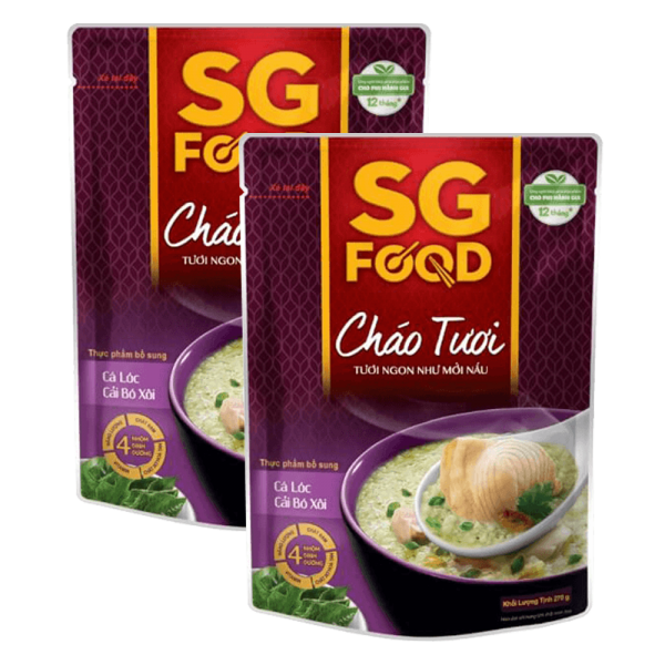 Combo 2 cháo Cá lóc, Cải bó xôi, SG Food, 270g