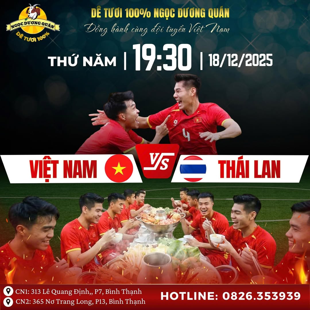 [🆕🇻🇳] Dê tươi 100% Ngọc Dương Quán – 313 Lê Quang Định, Bình Thạnh  🍔 Top1Food  🍜  CHUNG KẾT SEA GAMES 33 – VIỆT NAM vs THÁI LAN 

Chúng ta đã mở đầu năm 2025 bằng chiến thắng vang dội ngay trên đất Thái ở cấp đội tuyển quốc gia và lên n , shares-5✔️ , likes-830❤️️ , date-2025-12-18 04:48:11🇻🇳🇻🇳🇻🇳📰🆕