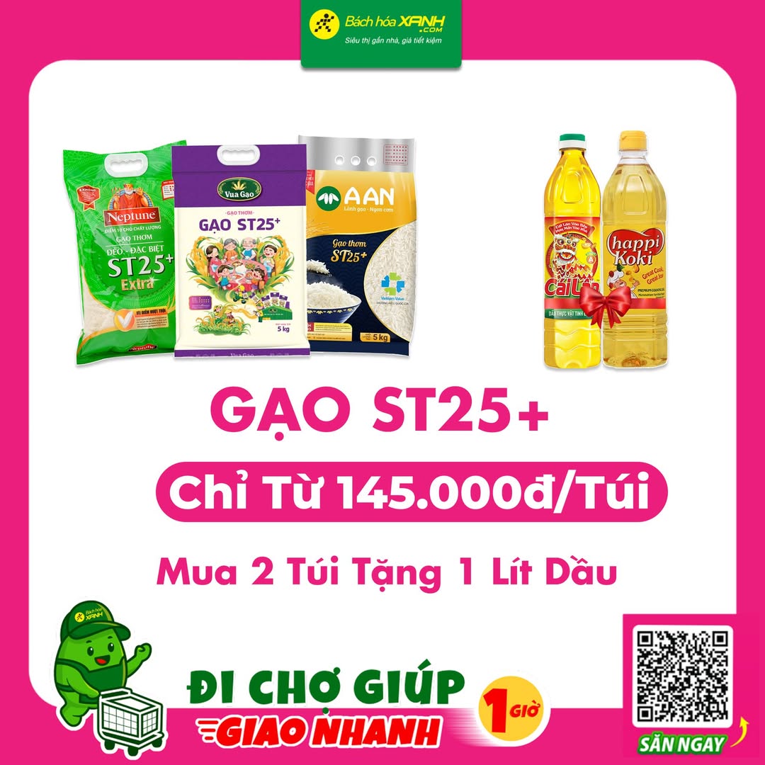 [🆕🇻🇳] Bách Hóa Xanh là chuỗi siêu thị mini chuyên bán thực phẩm tươi sống và nhu yếu phẩm của tập đoàn TGDĐ ♥️️ Top1Index 📚   GIÁ SỐC: 
  Gạo ST25+ giá chỉ từ 145.00Đ/Túi
 Mua 2 túi tặng 1L dầu
 Ưu đãi khi mua tại cửa hàng hoặc online (web/app) từ 3/1 – 31/1/2026

————— , shares-0✔️ , likes-5❤️️ , date-2026-01-03 22:00:20🇻🇳🇻🇳🇻🇳📰🆕