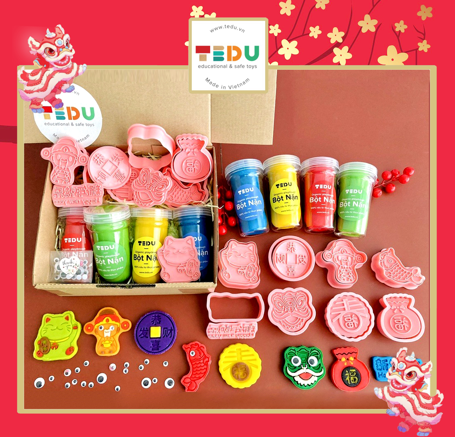 [🧸️🇻🇳] Đồ Chơi Giáo Dục TEDU 🎈Top1Toys🧸️  Bạn đã có set bột nặn chơi Tết của TEDU chưa, inb ngay cho TEDU nha, chúng mình nặn hình ông thần tài, mèo may mắn, túi tiền phúc lộc cho cả năm may mắn nè , shares-0✔️ , likes-4❤️️ , date-2025-12-30 22:28:46🇻🇳🇻🇳🇻🇳📰🆕