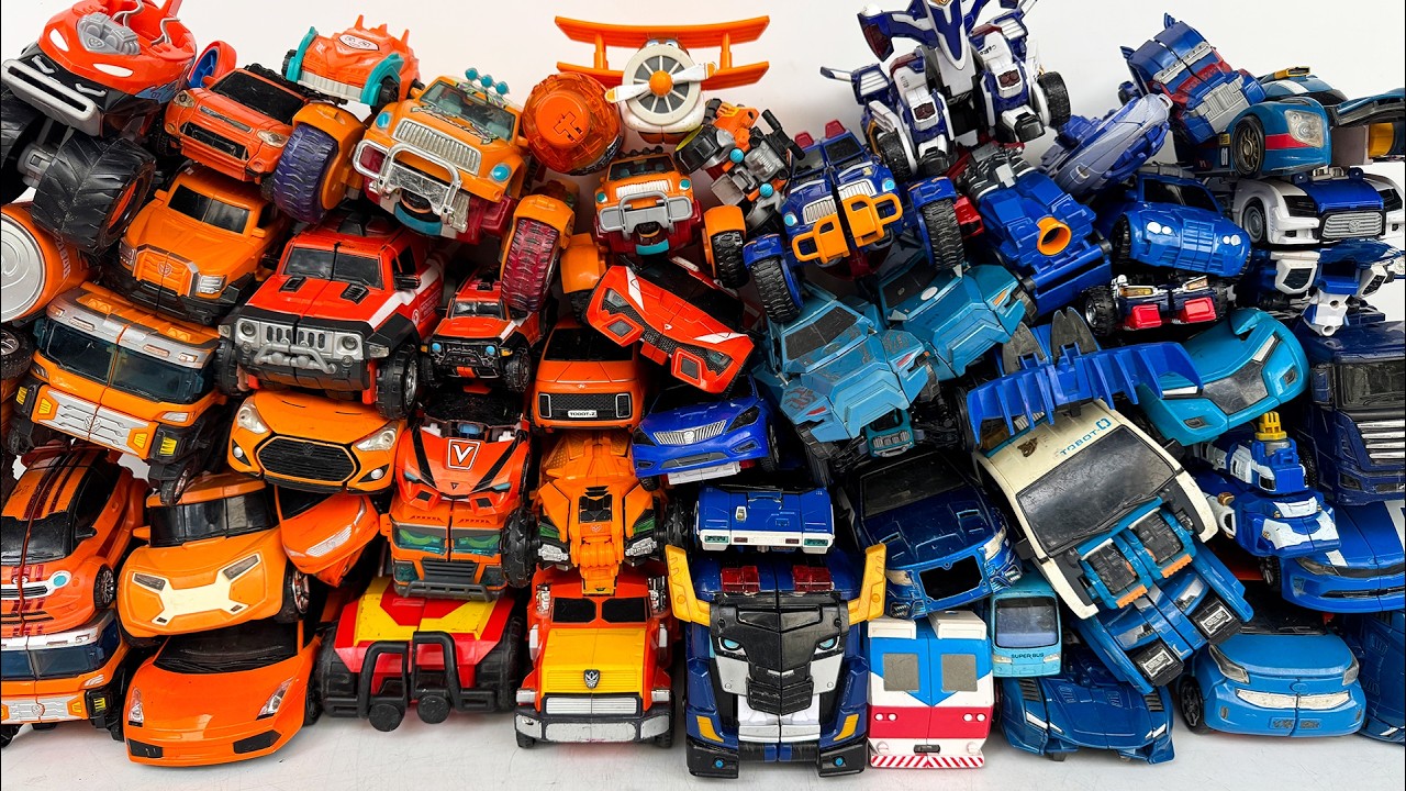 Giant Transformers Car Park: Orange & Blue Tobot Carbot Optimus Prime Transforming Robot Collection [🤖]