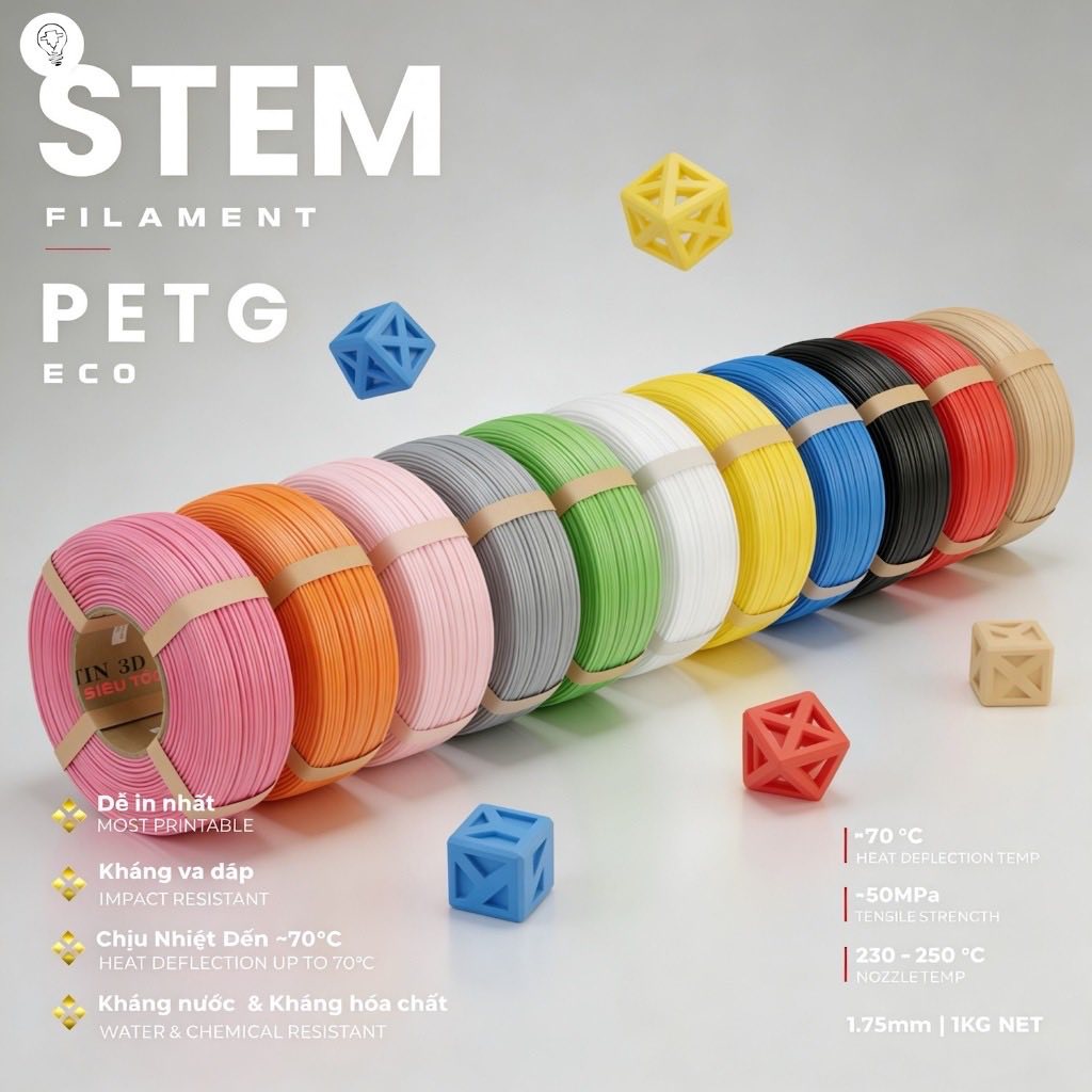 Mình vừa tìm được dòng nhựa STEM PETG sản xuất tại Việt Nam với mức giá khá ổn cho anh em làm xưởng hoặc in số lượng lớn.

 PETG dễ in, ít cong vênh
 Bền h , shares-0✔️ , likes-0❤️️ , date-2026-06-03 01:17:44[🤖]