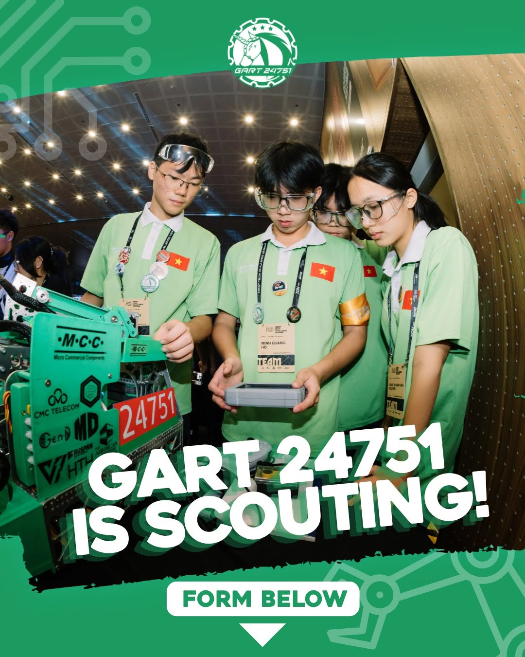 [🆕🇻🇳] Top1Vietnam ♥️️ SCOUTING!!! KHẢO SÁT NGUYỆN VỌNG THAM GIA ĐỘI TUYỂN FTC MÙA GIẢI MỚI

Mùa giải FIRST Tech Challenge 2026 sắp khởi động! Nhằm chuẩn bị nền tảng tốt nhất và