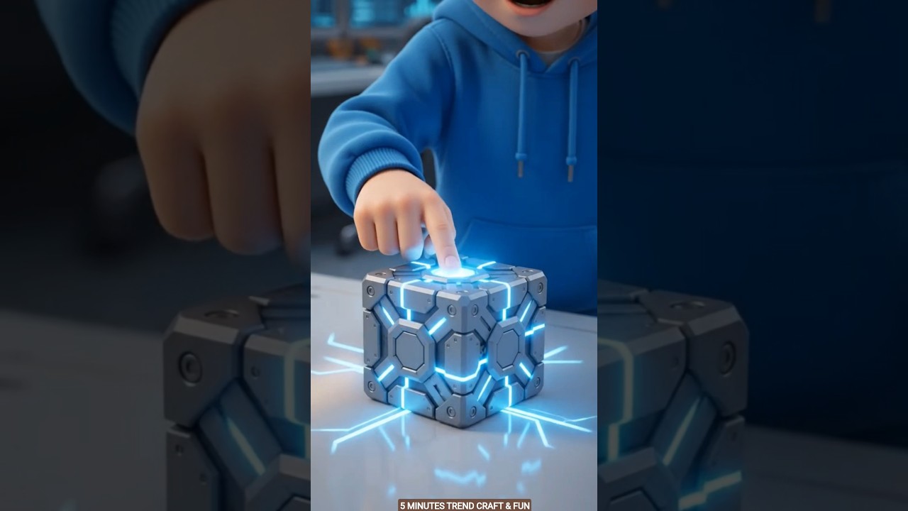 🤖 Kid Activates a Tiny Cube That Becomes a Giant Robot! 😱 #Shorts #oddlysatisfying #robot #viral [🤖]