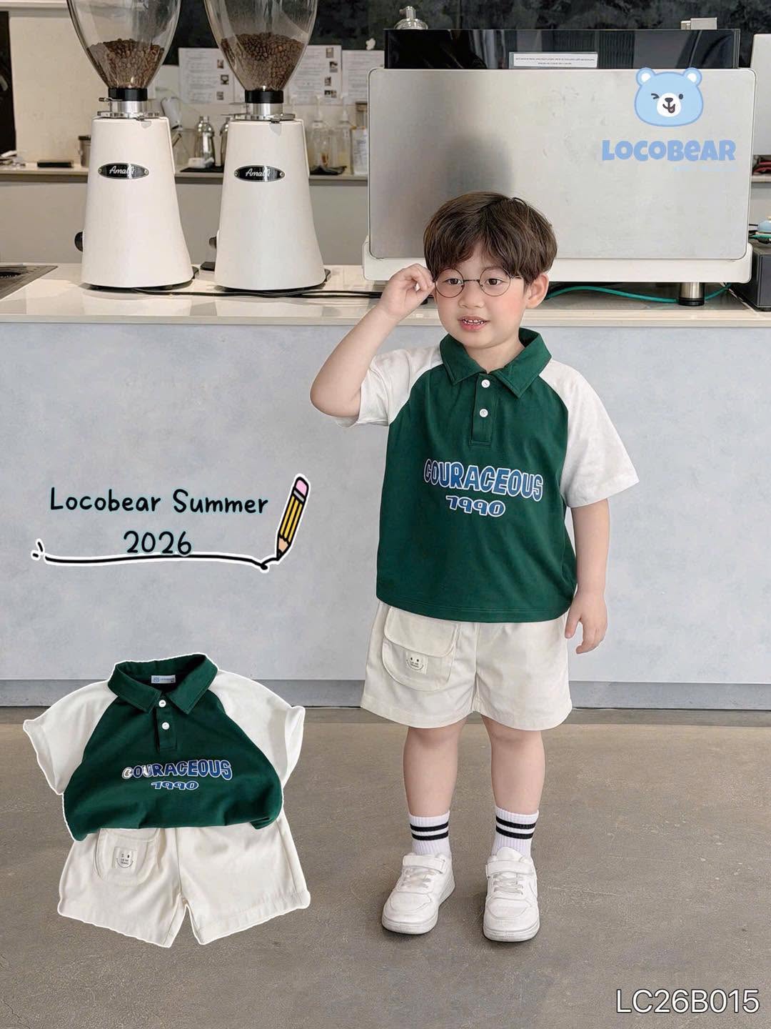 [🆕🇻🇳]  Loco Bear – Thời trang thiết kế trẻ em cao cấp  🧑‍🧒👶 LC26B015 – CHÀO HÈ RỰC RỠ!!!     
𝐁𝐎̣̂ 𝐏𝐎𝐋𝐎 𝐑𝐀𝐆𝐋𝐀𝐍 𝐈𝐍 𝐂𝐇𝐔̛̃ 𝐂𝐎𝐔𝐑𝐀𝐂𝐄𝐎𝐔𝐒 𝐂𝐀́ 𝐓𝐈́𝐍𝐇     
——————–     
 Chất liệu vải cotton co giãn, thấm hút mồ