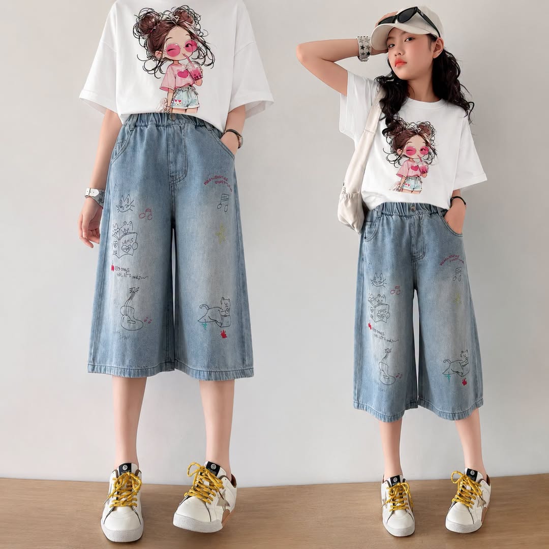 [🆕🇻🇳] Beeshop – ĐỒ ĐẸP CHO BÉ, GIÁ RẺ CHO MẸ [🆕Top1Vietnam🇻🇳]  🧑‍🧒👶  Jean suông lửng Kitty siêu xinh cho bé diện hè 

Form suông thoải mái, dễ vận động, phối cùng áo phông hay áo cotton đều cực đáng yêu.

Chất jean mềm mặc