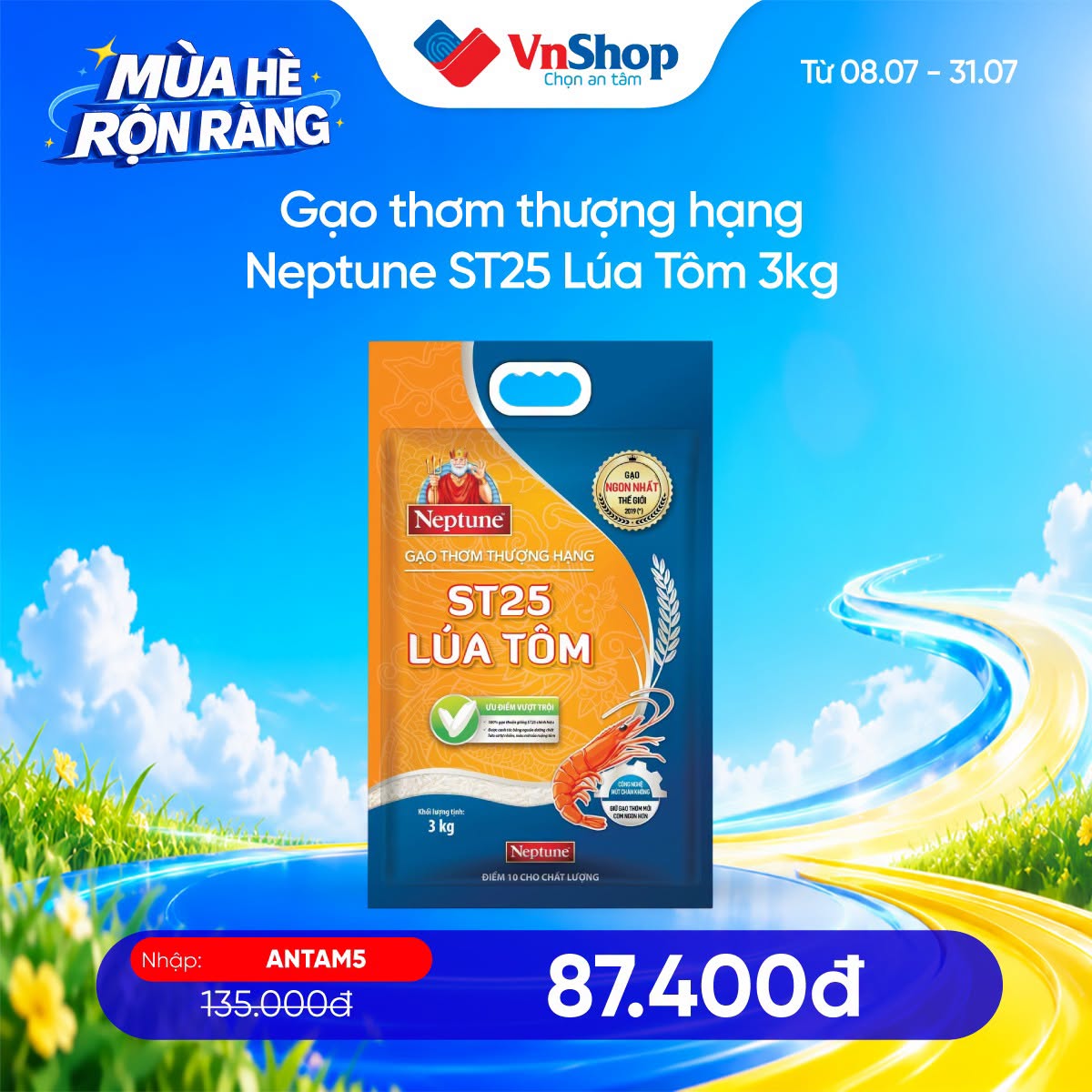 [🆕🇻🇳] VnShop – Kênh thương mại điện tử cam kết bán hàng 100% CHÍNH HÃNG  👕 Top1Fashion 👗   SĂN SALE ĐẦU THÁNG 
CHĂM NHÀ CHĂM DA CHỈ TỪ #87K

Hè rộn ràng đón deal vội vàng cùng VnShop
– 3KG gạo thơm thượng hạng lúa tôm Neptune chỉ  #87K
– Combo 10