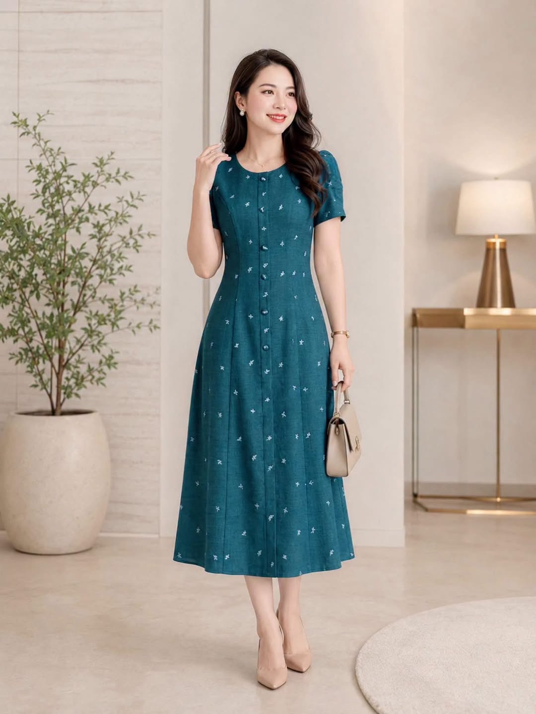 [🆕🇻🇳] Nguyễn Liên Chuyên Đầm Công Sở – Quần Áo Mua Lẻ Rẻ Bằng giá Bán Buôn  👕 Top1Fashion 👗   cái màu  xanh nó xinh lắm ạ