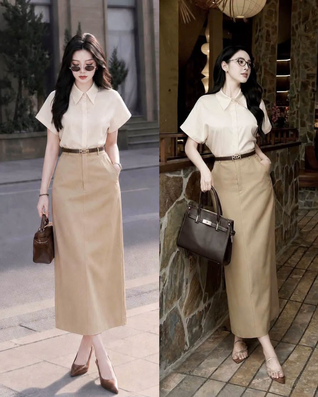 [🆕🇻🇳] Nguyễn Liên Chuyên Đầm Công Sở – Quần Áo Mua Lẻ Rẻ Bằng giá Bán Buôn  👕 Top1Fashion 👗   Chân váy xoè A giáng dài hai lớp co  giản có túi  hai lớp